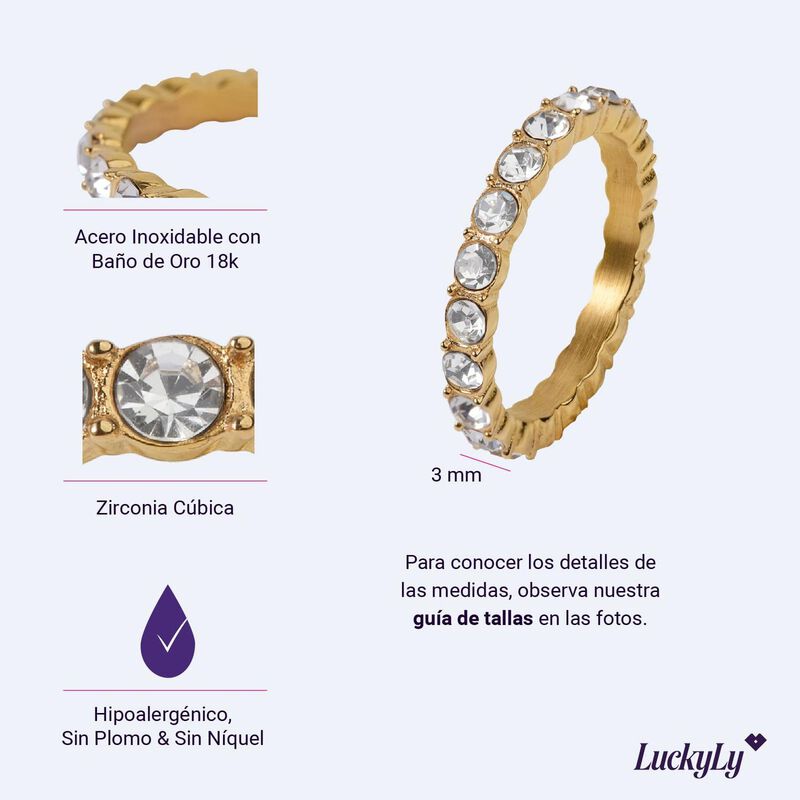 Anillo De Compromiso Luckyly Iria Ba&ntilde;o Oro 18k ... image number null