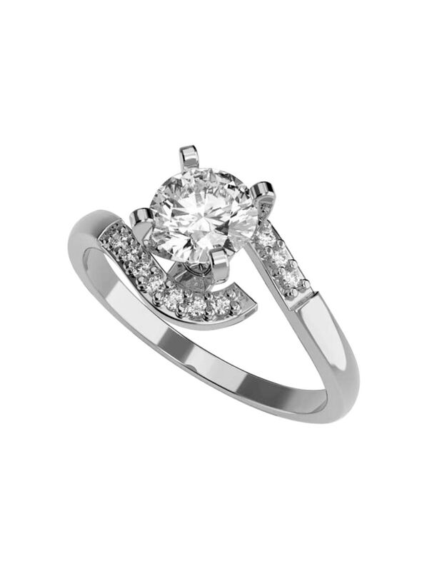 Anillo de Compromiso en Oro Blanco 14K con Circ... image number null