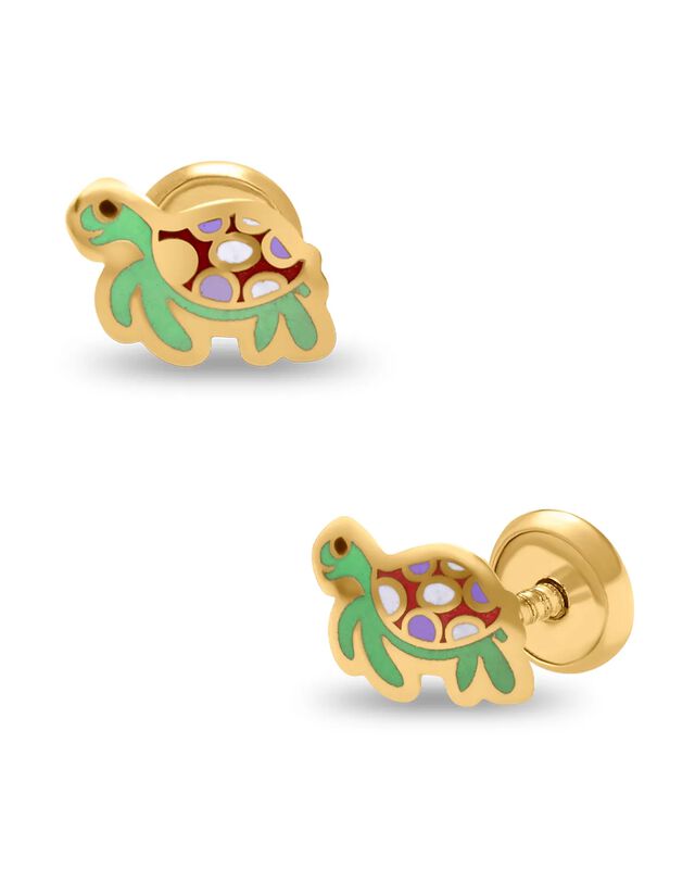 Broqueles De Tortuga En Oro Amarillo 14k Con Es... image number null