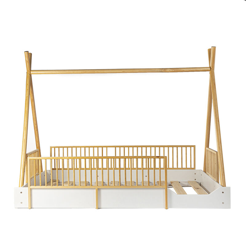 Cama Tipi Montessori de Madera con Barandales R... image number null