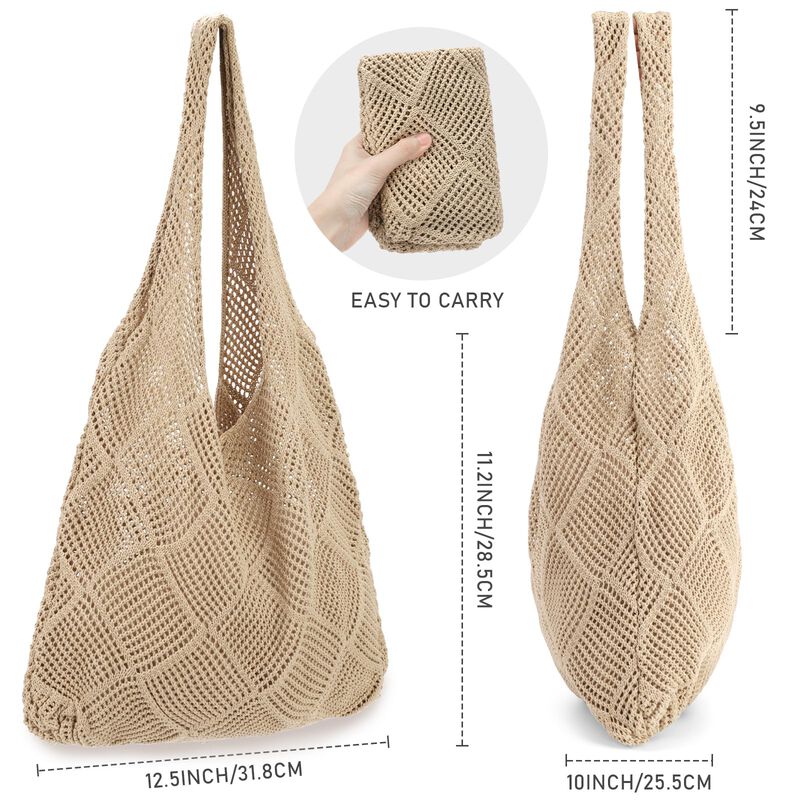 Bolso Tote Hatisan 48 &times; 15 &times; 64 cm Caqui Croche... image number null