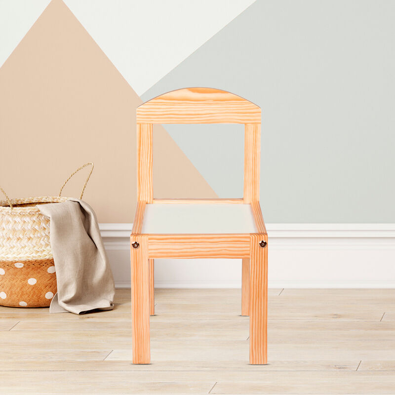 Silla Infantil Moderna de Madera Blanca image number null