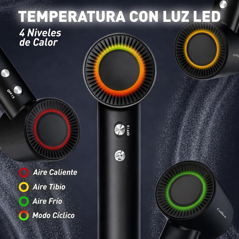 Secadora De Cabello 1500w Con Pantalla, Dise&ntilde;o ... image number null