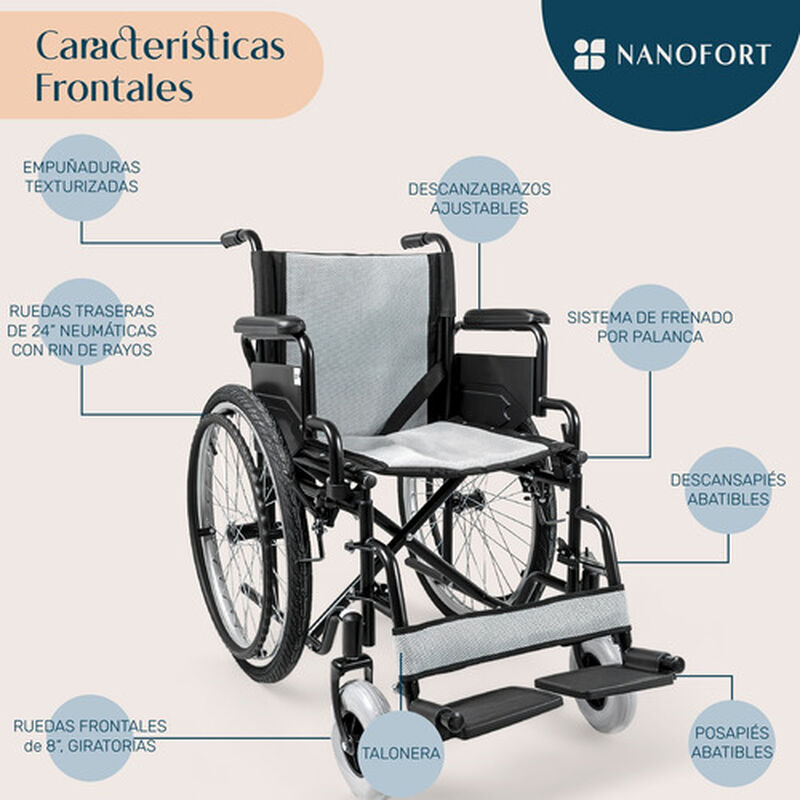 Silla Ruedas Plegable Todo Terreno Descansa Bra... image number null