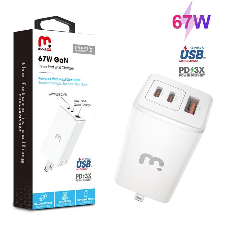 Cargador Ac Mybat 67w Gan Universal Usb-c Para ... image number null