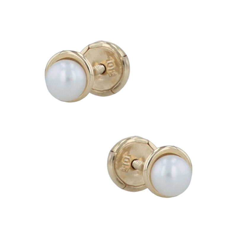 Broqueles Oro Amarillo 10k Con Perla (3mm Aprox... image number null