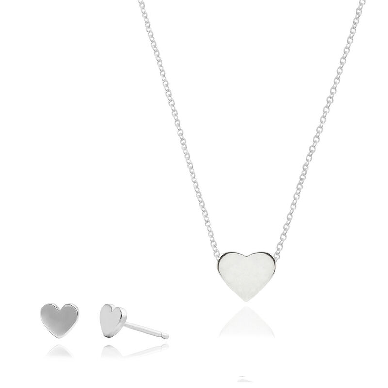 Set de Coraz&oacute;n de Plata con Collar y Broqueles image number null