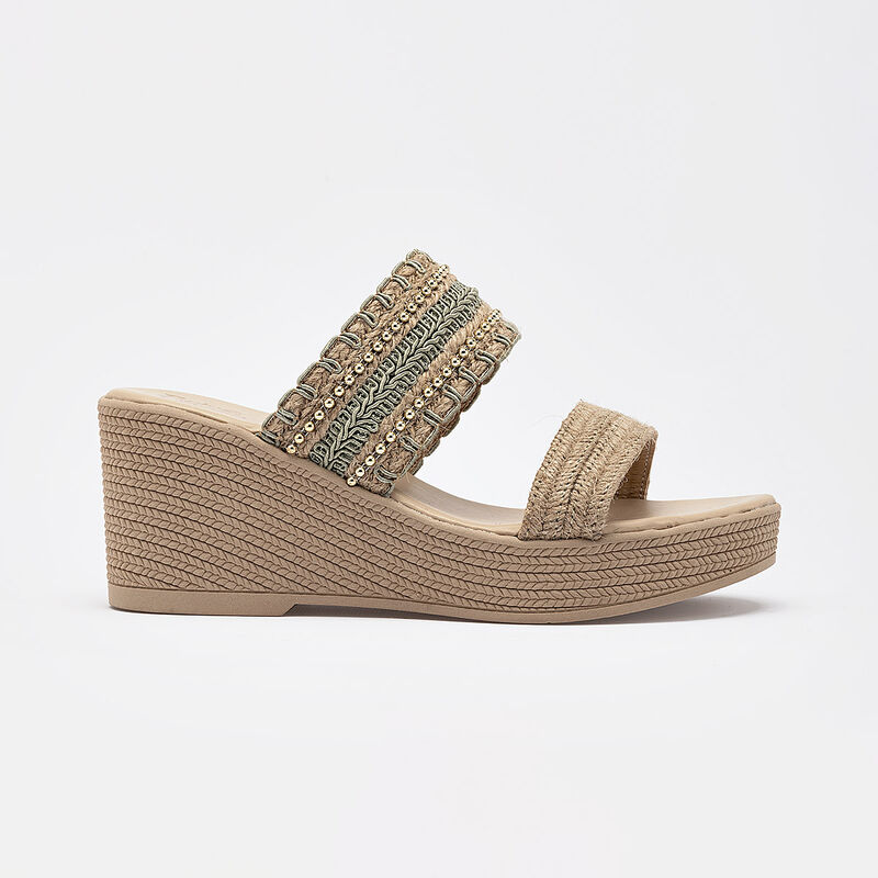 Rojo Cereza sandalia cu&ntilde;a para mujer beige verd... image number null