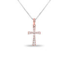 Dije De Cruz (1.8Cm) De Oro Rosa 14K Con Cadena Y 10Pts De Diamante