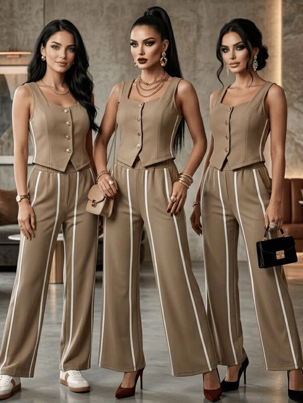 Conjunto 2 Piezas Pantalon Y Top Malabis Conj-0... image number null