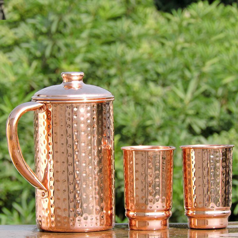 Juego De Jarra Y Vasos De Cobre Healthgoodsin 1... image number null