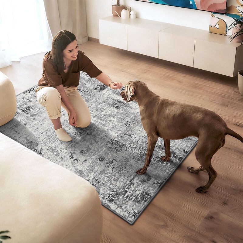 Alfombra Ompaa 92x153 Cm Gris Lavable Antidesli... image number null