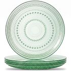 Platos Khen De Vidrio Con Textura De Clavos, Color Verde, Juego De 4 (27 cm)