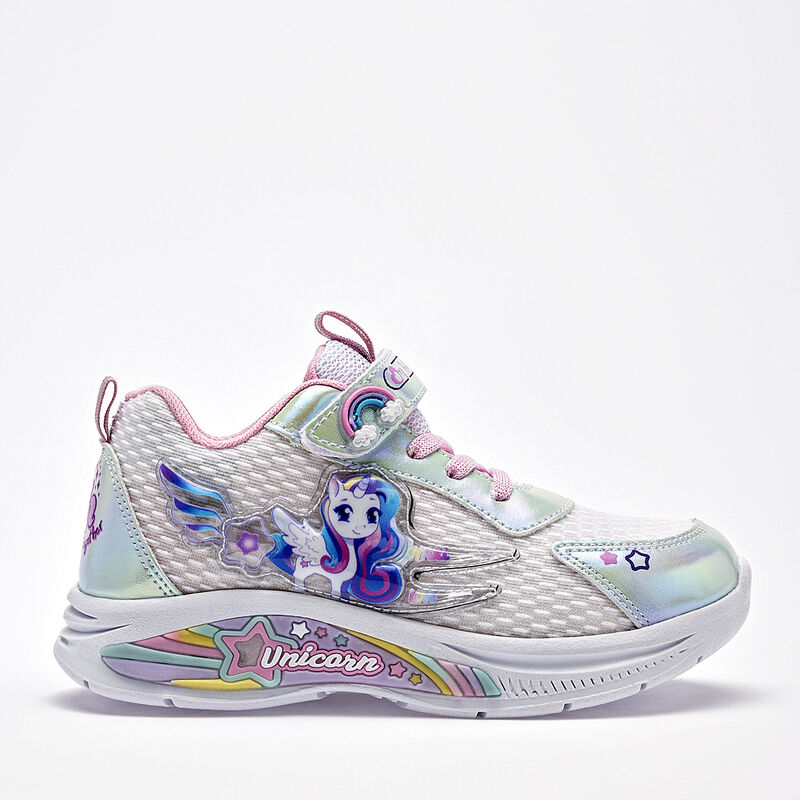 On Kids tenis con luces para ni&ntilde;a blanco plata ... image number null