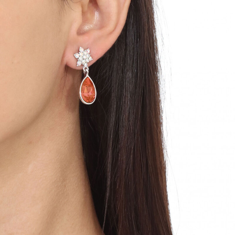 Aretes en Ba&ntilde;o de Oro Blanco de 18K  de Gota Y ... image number null