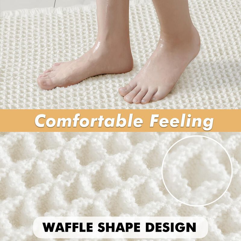 Alfombras De Ba&ntilde;o Miulee Waffle, Color Blanco, ... image number null