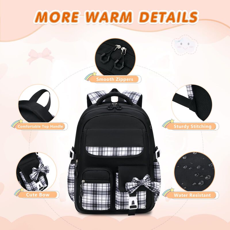 Mochila Geewin 43 Cm Con Lazo A Cuadros &ndash; Set D... image number null