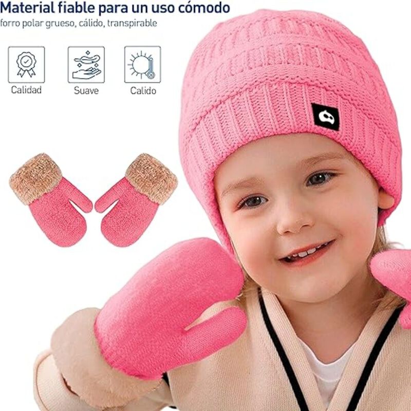 Juego de Gorro, Bufanda y Guantes Rosa para Niñ... image number null