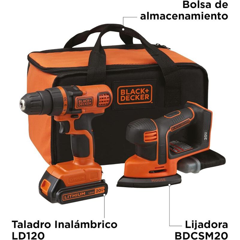 Combo Black & Decker Taladro mas Lijadora 20V P... image number null
