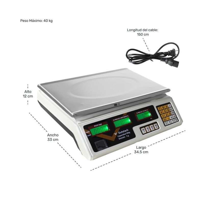 B&aacute;scula Comercial Digital 40 Kg Bot&oacute;n Tara Pant... image number null