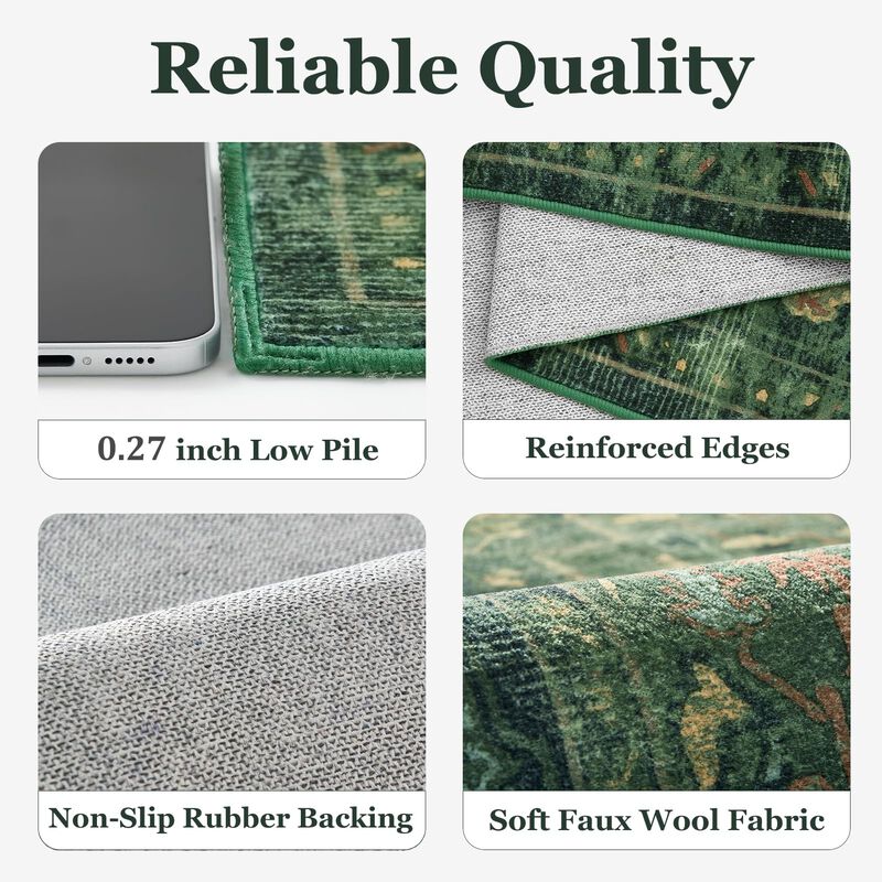 Alfombra Redonda Jainmy 183 cm Verde Lavable Y ... image number null