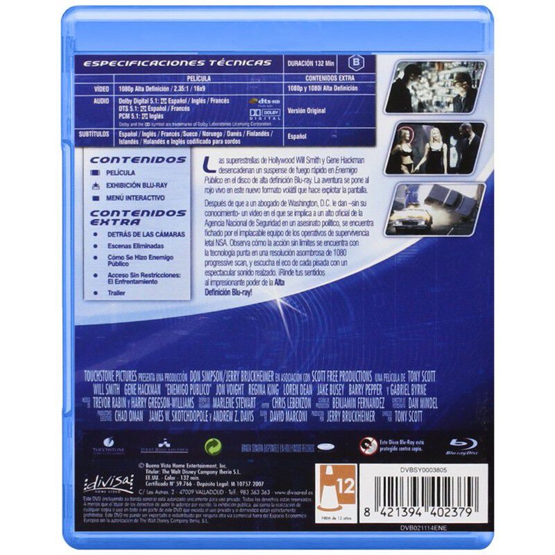 Enemigo P&uacute;blico [Blu-ray] (1998) Enemy of the S... image number null