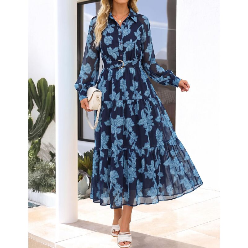 Vestido Maxi Floral Zesica XL Azul Polvo image number null