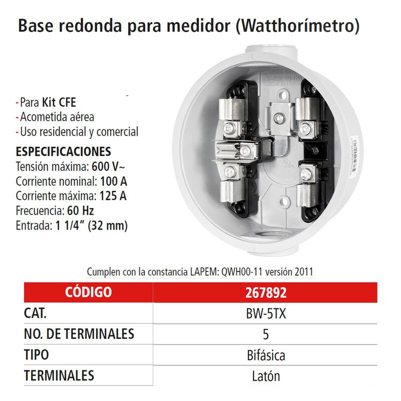 Base Para Medidor 5 Policarbonato Espec Iusa image number null
