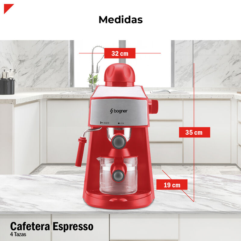 Bogner Cafetera Espresso 4 Tazas Con Espumador ... image number null