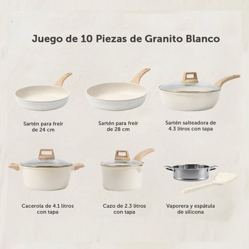 Batería de Cocina Brandtrendy Granito Blanco An... image number null
