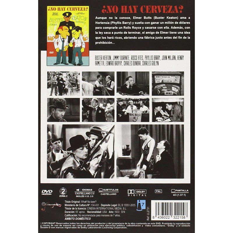 Queremos Cerveza [dvd] (1933) What! No Beer? image number null