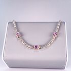 Pulsera De Plata Dorada Con Zirconias Y Piedras Rosas