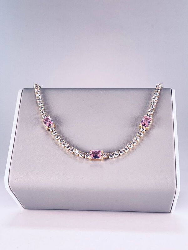 Pulsera De Plata Dorada Con Zirconias Y Piedras... image number null