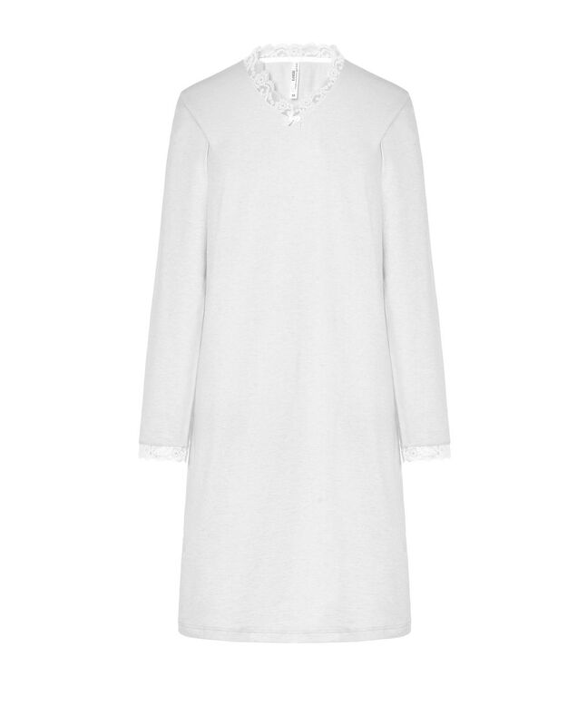 Camis&oacute;n Lencero con Encaje y Manga Larga Marfil image number null