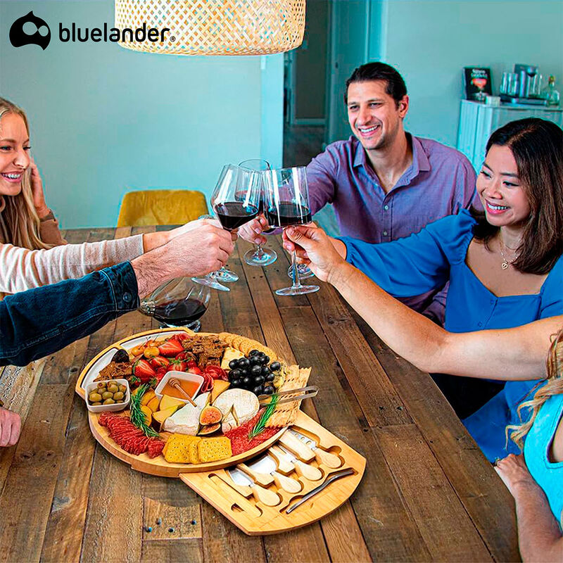 Tabla para Quesos  Redonda de Bamb&uacute; con Cuchill... image number null