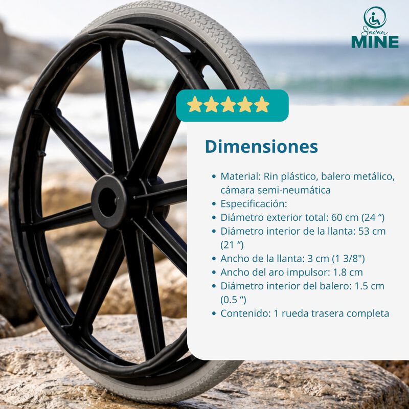 Llanta 24&rdquo; para Silla de Ruedas Rin Mag con Bal... image number null