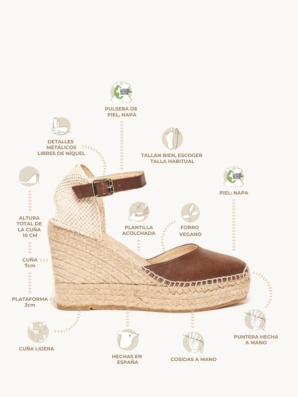Alpargata de Cu&ntilde;a Alta Marga en Napa Marr&oacute;n Osc... image number null