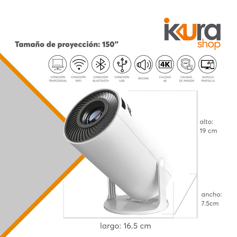 Proyector Profesional Portátil 4K 1080P  Blanco... image number null