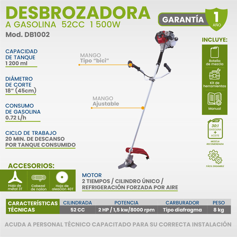 DESBROZADORA a GASOLINA IGOTO 52CC 1500W 2 HP image number null