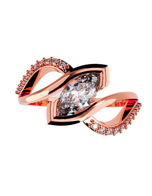 Anillo de Compromiso en Oro Rosa 14K con Circon... image number null