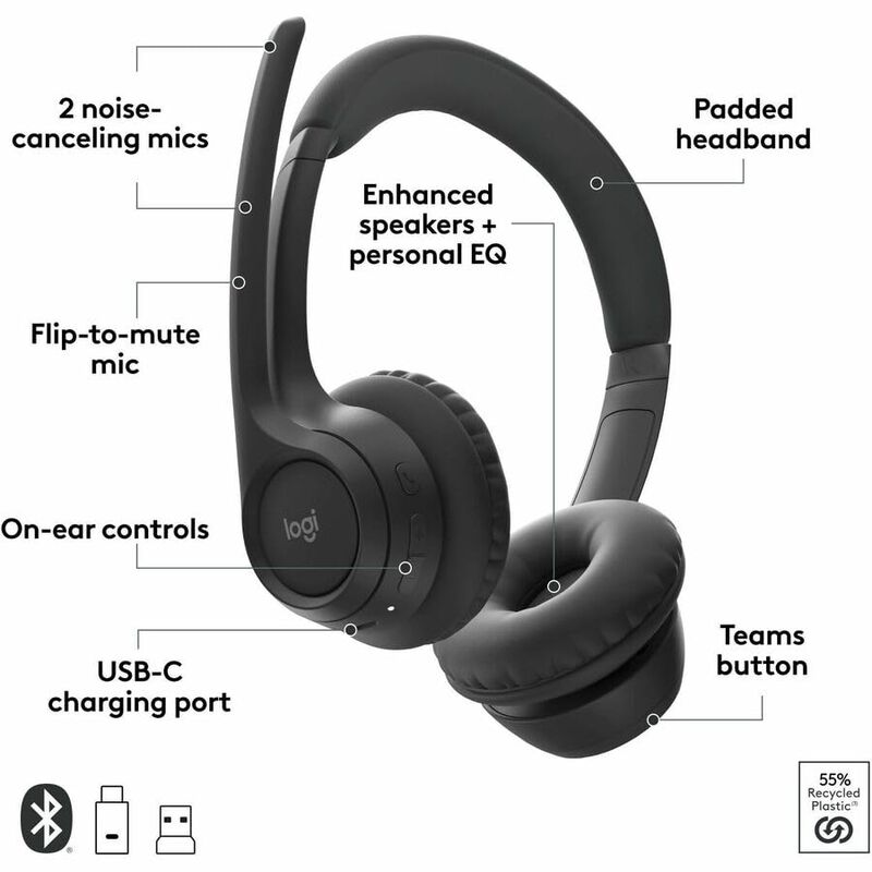 Auriculares Inal&aacute;mbricos Bluetooth Logitech Zon... image number null