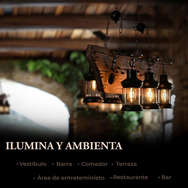 Candil Rustico 6 Luces Con Cadena image number null