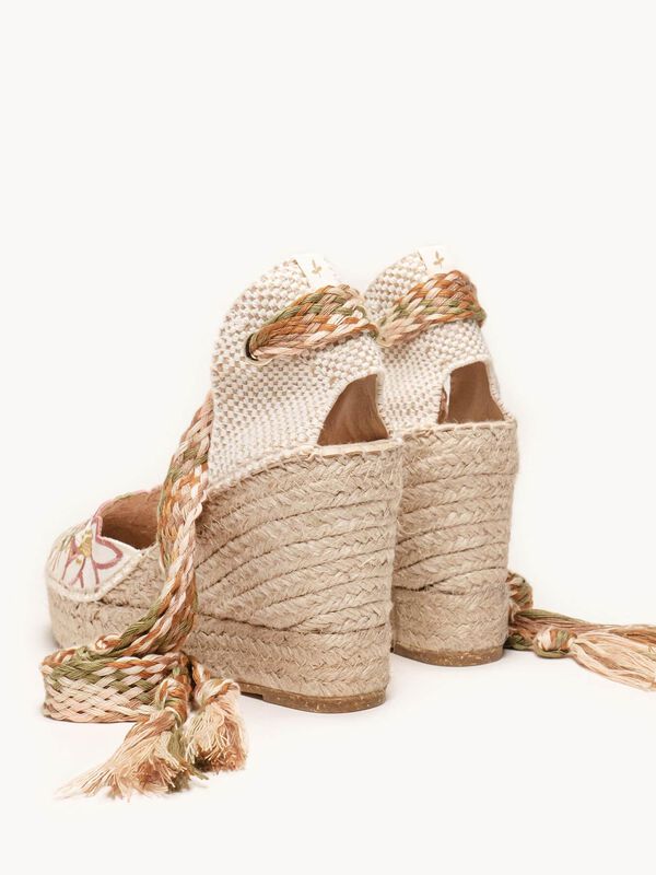 Alpargata de Cu&ntilde;a Alta Romero Bordada Rosa image number null