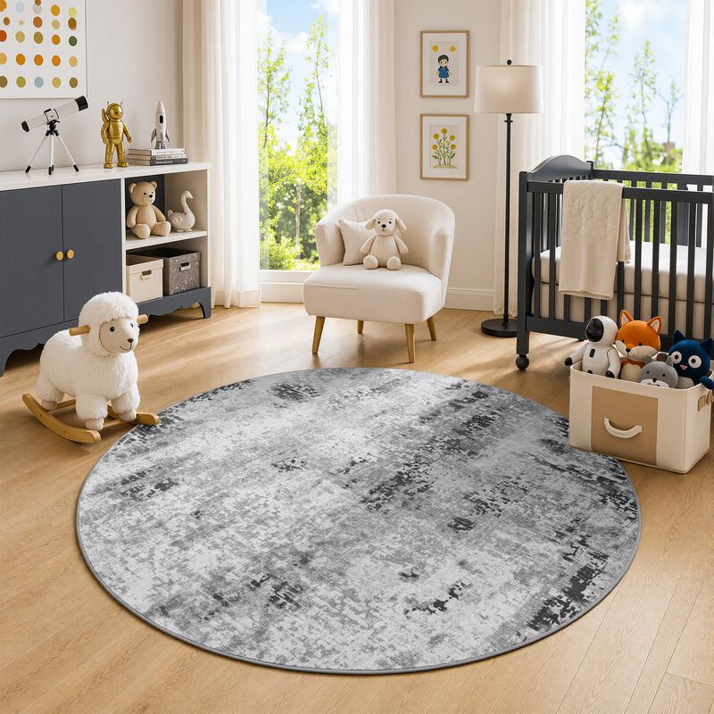 Alfombra Merelax Redonda Gris De 122 cm Lavable... image number null