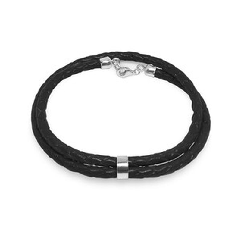 Pulsera de Piel Negra Para Hombre con Rondel de... image number null