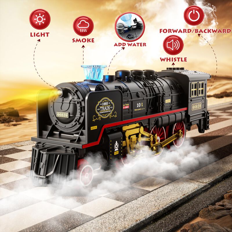 Set De Tren El&eacute;ctrico Funwee Train Toy Con Humo... image number null