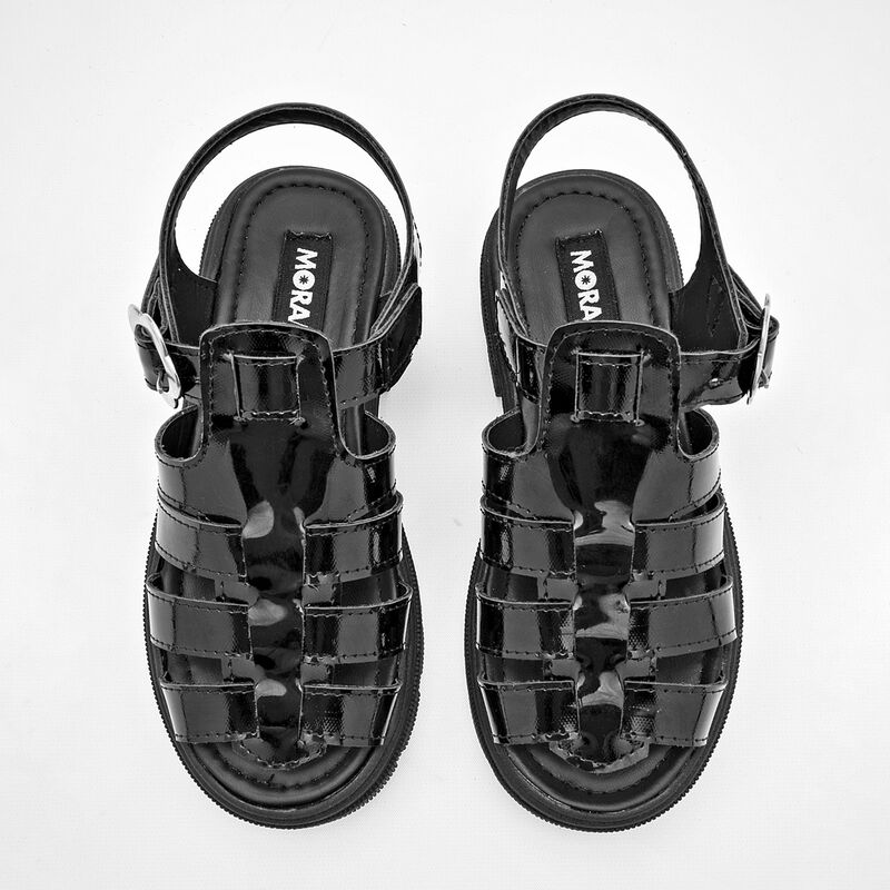 Moramora Sandalia para niña negro charol image number null