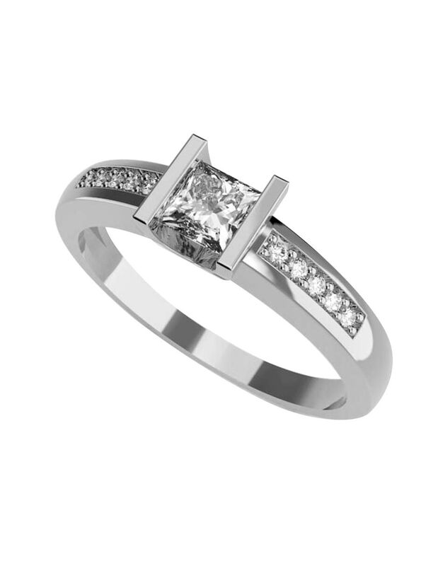 Anillo de Compromiso en Oro Blanco 14K con Circ... image number null