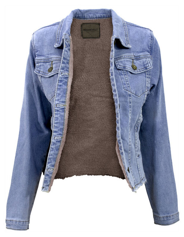 Chamarra De Mezclilla Mujer Cuello Afelpado Pre... image number null