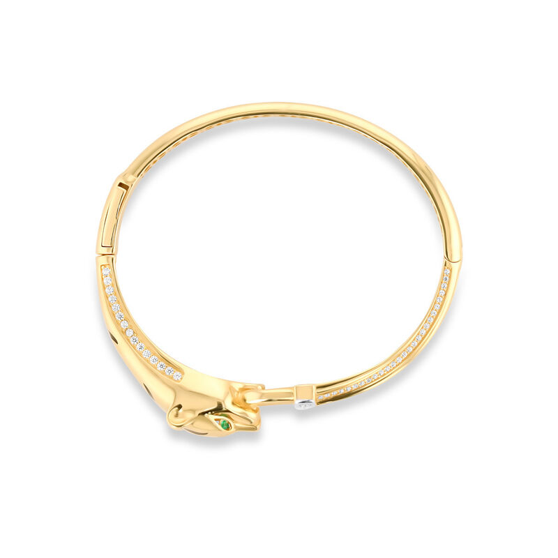 Pulsera De Jaguar De Oro Amarillo Con Blanco 14... image number null